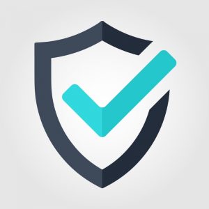 Shield outline with checkmark