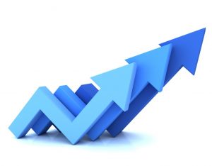 Blue arrows pointing towards growth