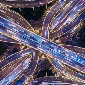 intertwined roads with cars