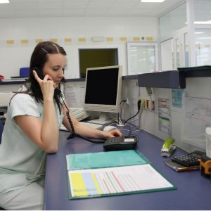 Woman answering phone
