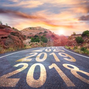 Road with increasing year numbers