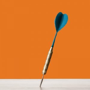 Orange background with dart