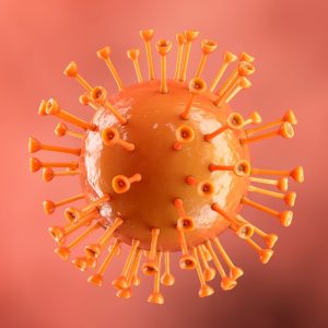 Orange background and virus shape